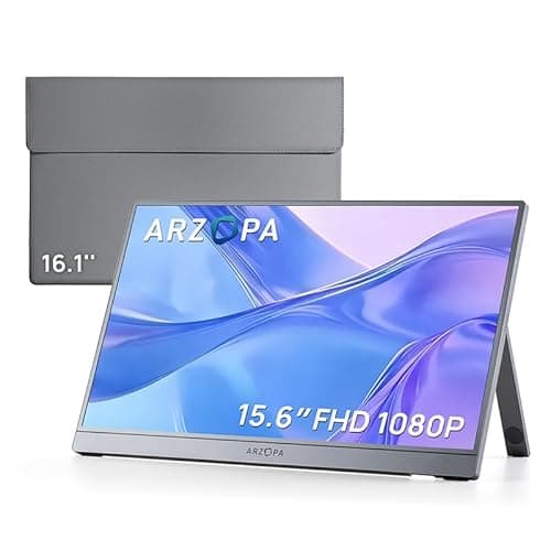 ARZOPA Portable Monitor 15.6'' FHD 1080P Portable Laptop Monitor with Kickstand & PU Sleeve Bag Combination