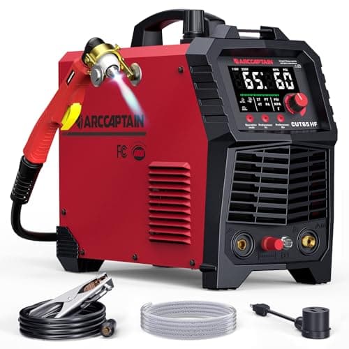 ARCCAPTAIN 65Amp Plasma Cutter, Pilot Arc Plasma Cutting Machine, Cuts 1-3/16" Max, Built-in air filter, Upgraded Large LED Display, 110V/220V,