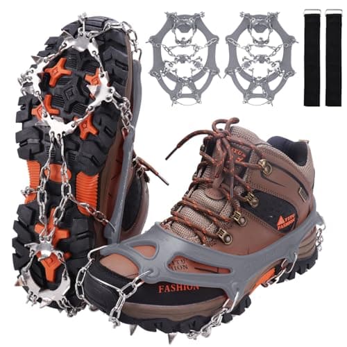 WIN.MAX Crampons for Shoes, Traction Cleats Ice Snow Grips with 19 Stainless Steel Spikes, Shoe Talons Anti - Slip Boots Spikes for Walking, Jogging,