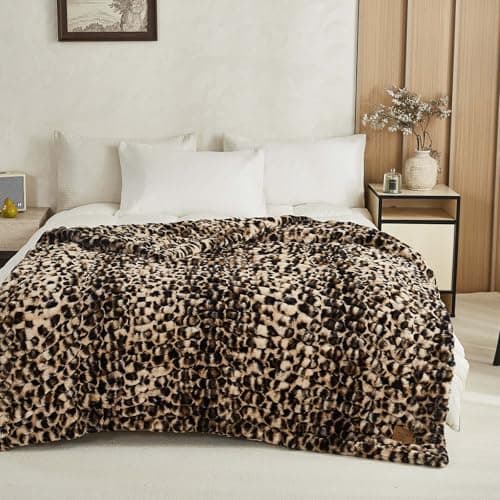 YUSOKI Cheetah Print 1000GSM Bubble Faux Rabbit Fur Throw Blanket, 60"x72" | Double-sided bubble faux rabbit fur, 4-Way Stretch, comes with premium