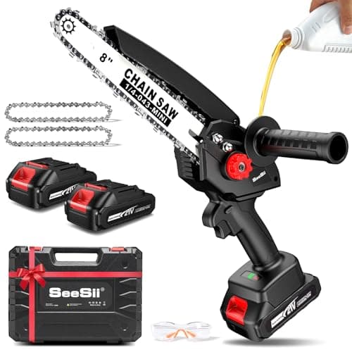 Mini Chainsaw Cordless 8 inch: Electric Chainsaw Battery Powered, Brushless Chain Saw with Auto Oiler, 2pcs Battery, Handheld Saw for Tree Branch Wood