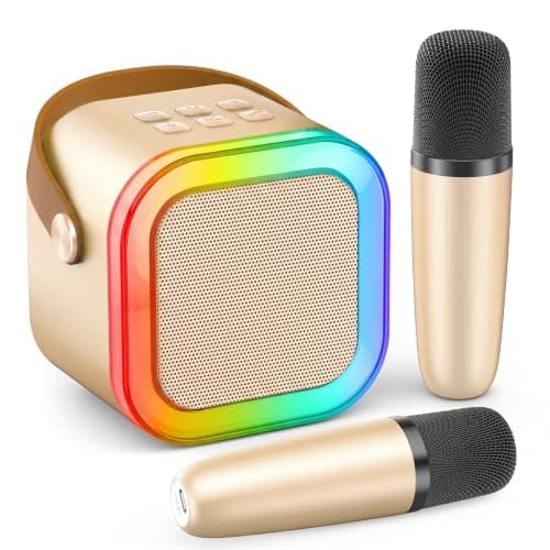 Mini Karaoke Machine, Portable Bluetooth Speaker & 2 Wireless Microphones | Karaoke Player Karaoke Microphone For Family Home Party Outdoor With HI-FI