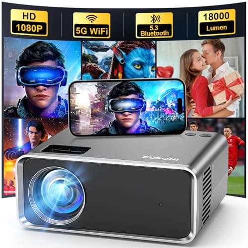 FUDONI WiFi Bluetooth Projector, 4K Supported, Native 1080P FHD Projector | 2026 Upgraded 18000L, Outdoor Indoor Home Theater Video Projector,