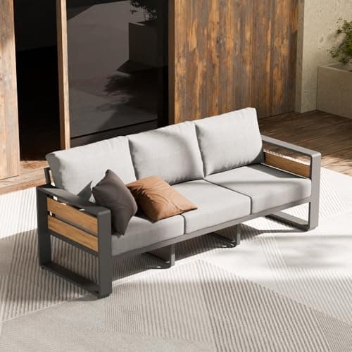 ZANDOR Aluminum Outdoor Patio Furniture-1 Pcs 3-Seat,Dark Gray | Rustproof,High weight capacity,Water-repellent,Washable Cover,All-Weather