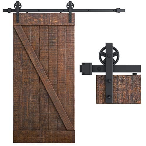 SMARTSTANDARD 6.6 Feet Heavy Duty Sliding Barn Door Hardware Kit, Black, Smoothly and Quietly, Simple and Easy to Install, Fit 36"-40" Wide Panel