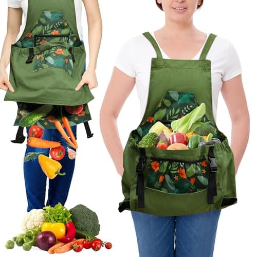 Gardening Apron with Quick Release Pockets for Women and Men, Water Resistant Picking Pouch