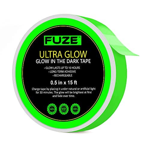 Glow in The Dark Tape 15Ft x 1/2 Inch – 1 Pack for Halloween & Night Decor | Bright Glow Tape – Rechargeable, Reflective – Ideal for Stairs,
