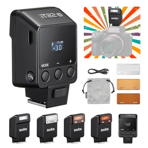 Godox iT22-C Mini Pocket TTL On-Camera Speedlite, HSS 1/8000s Portable Flash, Built-in Rechargeable Battery, 1.5s Fast Recycle with Magnetic Diffuser