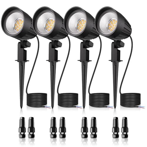 MEIKEE 7W Low Voltage LED Landscape Lights 800LM 12V Outdoor Landscape Lighting 2700K Warm White IP66 Waterproof Garden Pathway Lights with Connectors