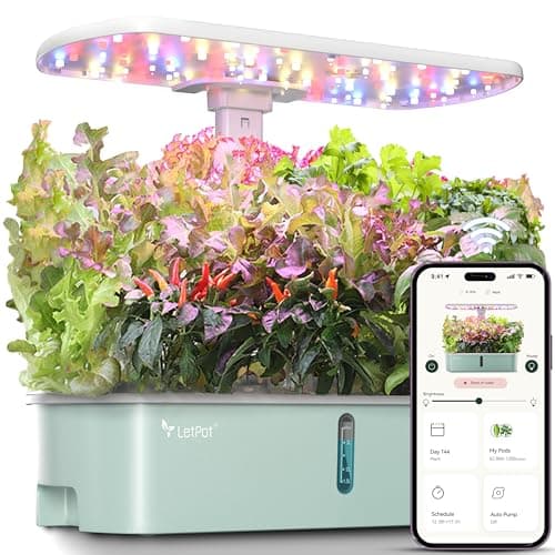 LetPot LPH-Air Hydroponics Growing System Kits, APP & WiFi Controlled Smart Indoor Garden with Adjustable 24W Grow Light Full Spectrum, 10 Pods