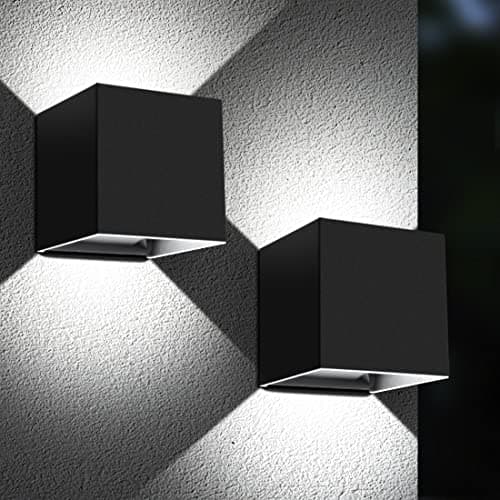 ledmo LED Up and Down Outdoor Wall Lights 20W Anti-Rust Adjustable Modern Wall Sconces Exterior Light Fixture Waterproof 6000K Black Porch Lighting