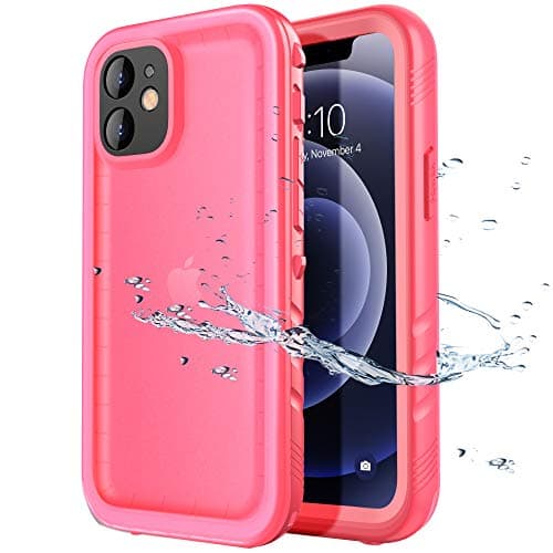 SPORTLINK for iPhone 12 Mini Waterproof Case IP68, Pink, 5.4" | Military-Grade Heavy-Duty 360° Full-Body Protection with Built-in Screen & Camera
