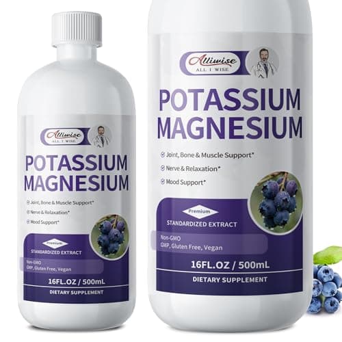 Potassium Magnesium Supplement Liquid,High Absorption,Sugar Free,16 Fl | Pure Liquid Magnesium Potassium W/ Ginger,Turmeric,Black Pepper for