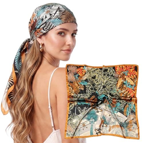 RIIQIICHY Head Scarf for Women Like Silk Satin Scarf for Hair Wrapping at Night Bandana Square Scarf for Sleeping 35 Inch