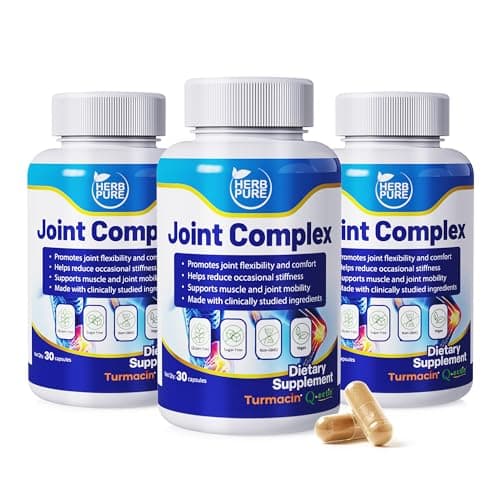 Joint Complex Turmeric Supplement Daily Joint Health 90 Capsules-3 Packs | Turmacin® Turmeric Root Extract 500mg, Q-Actin® Cucumber Enzyme 20mg,
