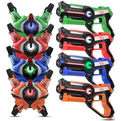 Laser Tag, Laser Tag Guns Set of 4 with Vests, Infrared Lazer Tag Game, Laser Tag Set 4 Player for Kids Adults, Toys for Kids Ages 6 7 8 9 10 11 12+