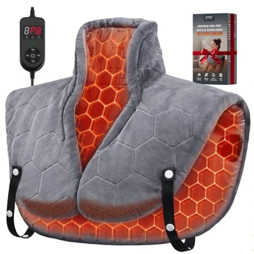 UTK 30S Fast Heating Pad for Neck Shoulders, 6X Far Infrared Therapy Pad | Extra Large 24" x 20" Heated Wrap for Neck, Shoulder & Back, 4H Auto-Off,