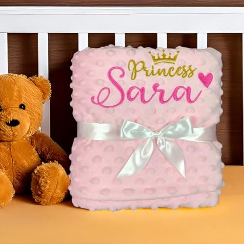 Personalized Baby Blanket for Girls, Customized Minky Baby Girl Blanket with Name, Custom Baby Blanket, Newborn Baby Girl Gift Essential, Soft Baby