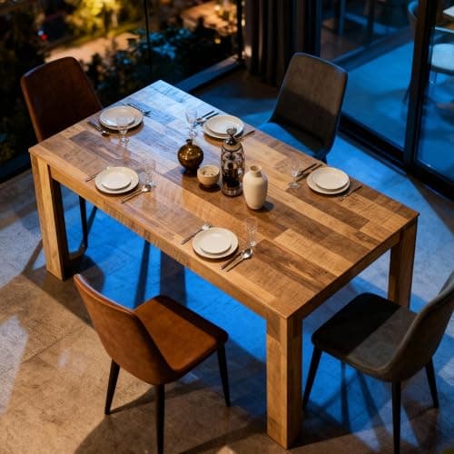 71" Kitchen Dining Table for 6-8, Farmhouse Wood Rectangular Dinner Table | STHOUYN Rustic Dining Chairs, Scratch Resistant, Large Family, Easy Clean,