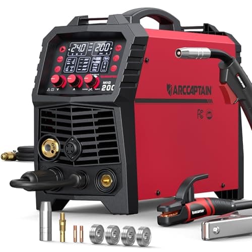 ARCCAPTAIN MIG Welder, 200Amp 6 in 1 Gas MIG/Gasless Flux Core MIG/Stick/Lift TIG/Spot welding/Spool Gun 110V/220V Aluminum Multi Process Welding