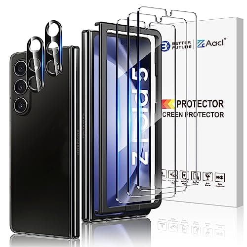 AACL 3 Pack for Samsung Galaxy Z Fold 5 Screen Protector Tempered Glass | with 2 Pack Camera Lens Protector for z fold 5 screen protector Anti