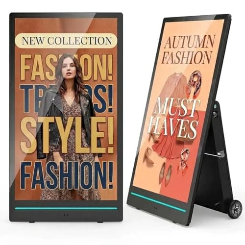 55 Inch Outdoor Digital Signage Kiosk, IP65 Waterproof Portable A-Frame LCD Display with Rechargeable Battery, 2000-Nit Auto-Brightness and