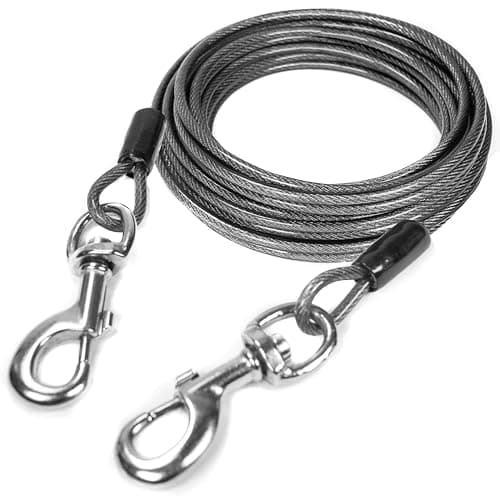 Mighty Paw Dog Tie Out Cable - Perfect for Large Or Small Dogs - Provides an Off-Leash Feel with Total Control - Strong Braided Steel Cable for