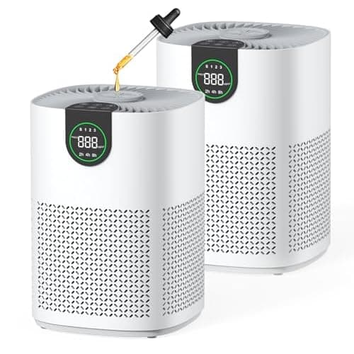 VEWIOR 2 Pack Air Purifiers with Washable Filter for Home Up to 1200 sq.ft | H13 HEPA Air Cleaner Large Room Bedroom with Aromatherapy, PM2.5 Display,