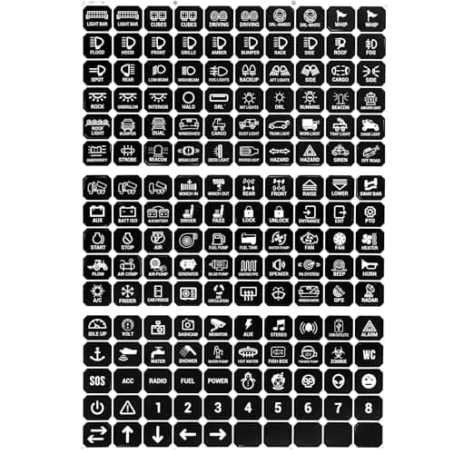 Auxbeam 160Pcs Horizontal Switch Panel Sticker, Switch Label Kit for Auxbeam Switch Panel BC60, BA80, BB80, RA60, RA80, RB80, AR-800 AR-820 AC-800