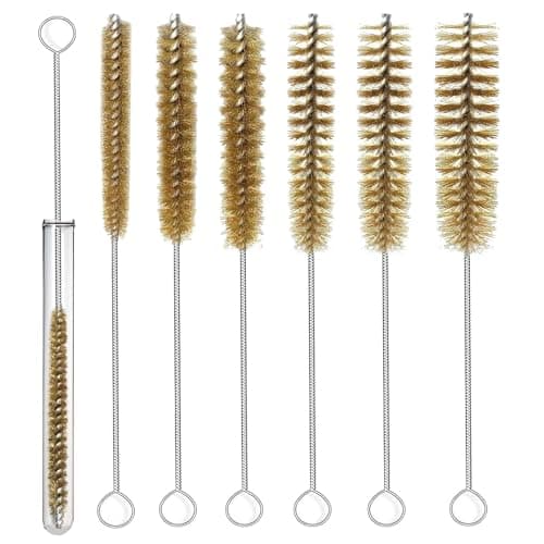 7pcs Brass Tube Brushes Bottle Brush Wire Tube Brushes,Long Wire Cleanling Brushes,Tube Cleaning Lab Brushes Straw Cleaner Brush Wire Bottle Brush