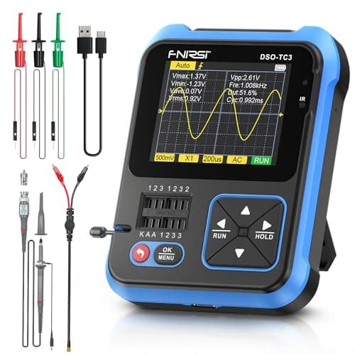 【Upgraded Model 10X Probe] DSO-TC3 Oscilloscope 3-in-1 Handheld Oscilloscope DDS Signal Generator Transistor Tester Oscilloscope 500Khz Bandwidth