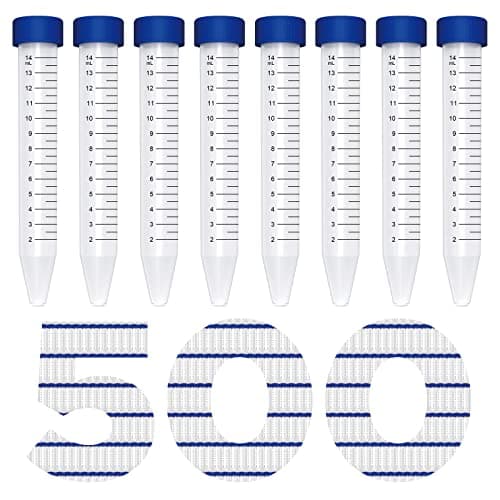 Conical Centrifuge Tubes 15mL, 500 Pcs Sterile Test Tubes with Screw Cap | Sterile Plastic Tubes with Screw Caps, Polypropylene Container with