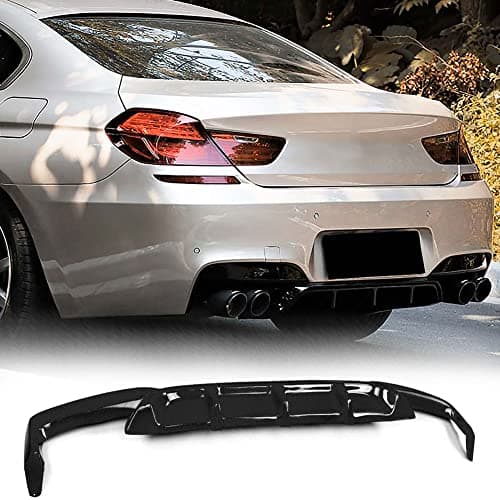 F06 Rear Diffuser for BMW 6 Series 2013-2018 F06 F12 F13 640i 650i M Sport M6 Customized Lower Bumper Lip Spoiler Body Kit (Fiberglass in Gloss Black)