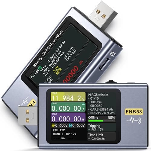 【Upgraded Model USB Tester with Bluetooth, USB Power Multimeter 4-28V 7A LCD USB A&C Voltage Current Power Tester Fast Charge Detection Capacity