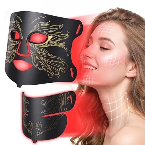 LED Light Therapy mask (E106A) Red Light Therapy for Face and Neck, 7 Colors Red Light Therapy Mask, Led Face Mask Light Therapy with 324 LED, 5