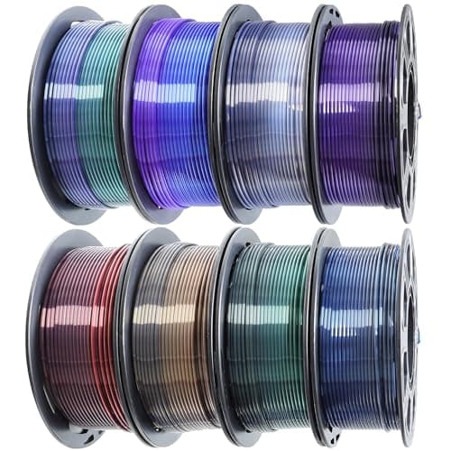 MIKA3D 3D Printing Filament Silk Color Change PLA, 1.75mm Silk 2 Color Change PLA Filament 8 Spools Bunlde, 8 Most Popular Color Change Shiny PLA