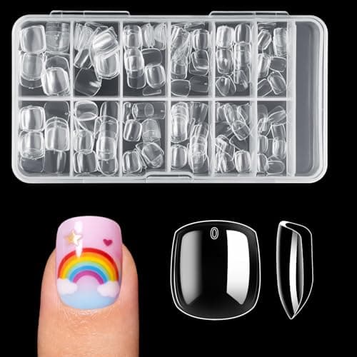 krofaue Short Suqare Kids False Nails - Full Cover Press on Nails for Girls | 240Pcs Children Fake Nails Decoration 10 Sizes Soft Gel Kids Nail Tips