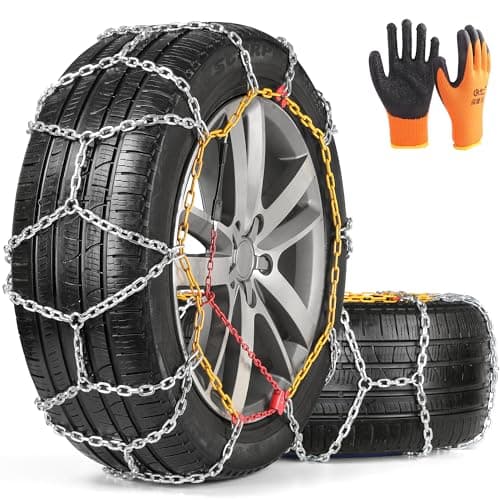 COCO BIRD Snow Chains, Thickened and Wear-Resistant High Carbon Steel Anti Slip Tire Chain for Light Truck, Pickups, and SUVs, Set of 2 (4WD-60)