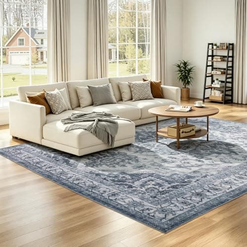 UKISS Washable Rugs 5'x7' Area Rugs for Living Room ，Ultra Soft Faux Silky Rug for Bedroom, Vintage Large Area Rug，Non Slip&Non-Shedding Low Pile