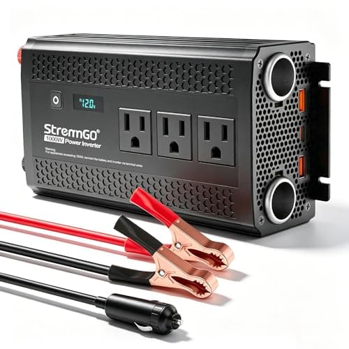 1000W Power Inverter for Vehicles, 12V DC to 110/120V AC Car Inverter with 3 AC Outlets, USB 24W/ PD 30W Fast Charger. (1000w-black)