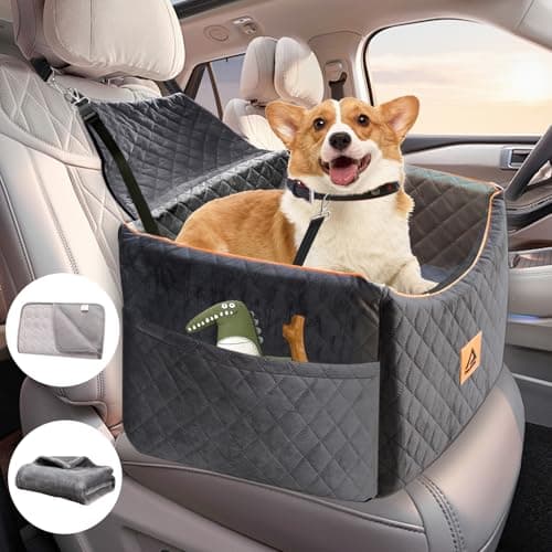 Memory Foam Dog Car Seat for Small Medium Sized Dogs, Quick Rebound Booster Car Seat for Dogs Up to 35lbs, Pet Car Seat Travel Bed with Detachable