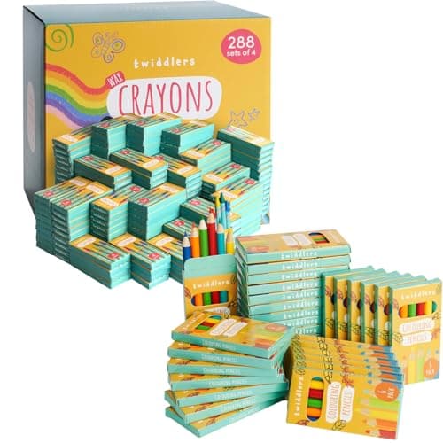 THE TWIDDLERS 288 Sets of 4-Packs (1,152 Bulk Crayons) + 60 Pack Boxes of Mini Colored Pencils - 6 Pencils per Box, 360 Total - Bundle