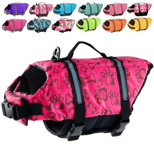 Doglay Dog Life Jacket with Rescue Handle, Dog Life Vest for Swimming Boating, Adjustable Reflective Puppy Swim Vest with Superior Buoyancy for Small