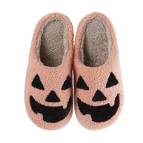 Halloween Comfy Pumpkin Slippers - Womens & Mens Memory Foam House Slippers