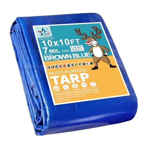 STARPYNG-7 Mil Blue 10x10 Feet Tarp-Multifunctional Blue Waterproof Tarpaulin-Waterproof, UV Resistant, Rip and Tear Resistant, Poly Tarpaulin with