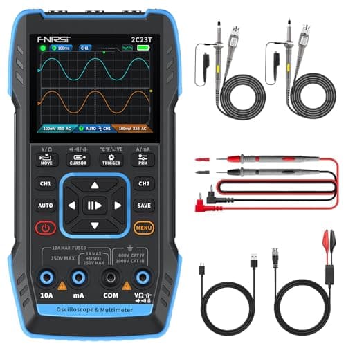 【Upgraded Model 2*P6100 Probe】 FNIRSI 3 in1 Oscilloscope/Multimeter/DDS Signal Generator with 2 Channels, 10MHz Bandwidth, 50MSa/s Sampling Rate,