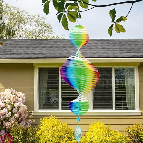 Helix Wind Spinners, Metal Garden Wind Spinners, Rainbow Outdoor Wind Spinner for Yard and Garden Decor