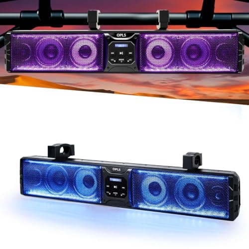 28 Inch UTV Sound Bar, 6-Speakers TWS Music Sync Metal ATV Sound Bar with RGB, LED Party Lights Bluetooth Golf Cart SoundBar for Polaris RZR Can-Am w/