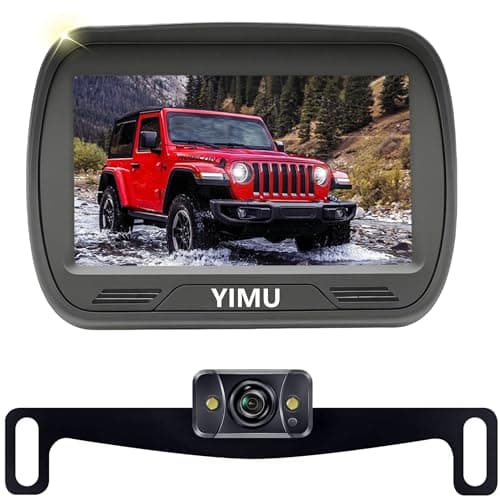 YIMU Car Backup Camera for car with Monitor,Night Vision, DIY Guide Lines, IP69K Waterproof, Front/Reverse Camera with Two Beackets for Easy Install