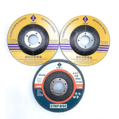 SIGNI Aluminum Grinding and Polishing Set, 4-1/2" Diameter, 7/8" Arbor, Silicon Carbide & Nylon Wheels, Compatible with Angle Grinder